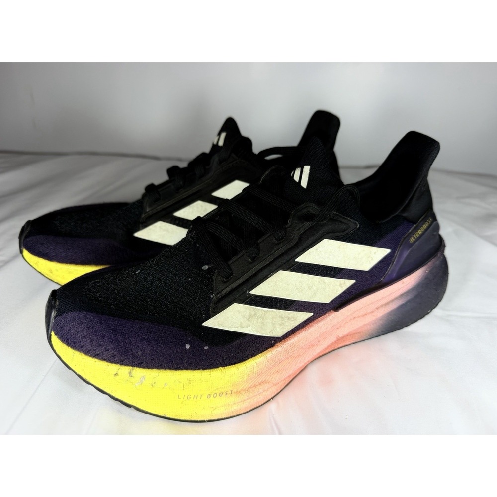 adidas Men's Low Top Lace Up Athletic Sneakers Black White Yellow Purple